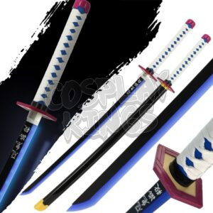 LED LIGHT UP DEMON SLAYER GIYU TOMIOKA KATANA RECHARGEABLE BLUE BLADE COSPLAY SAFE