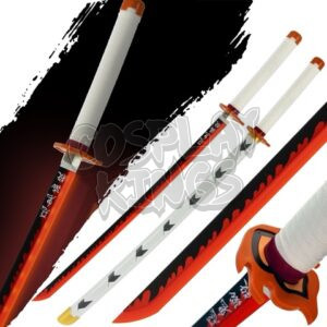 LED LIGHT UP DEMON SLAYER SWORD KYOJURO RENGOKU KATANA RECHARGEABLE RED BLADE COSPLAY SAFE