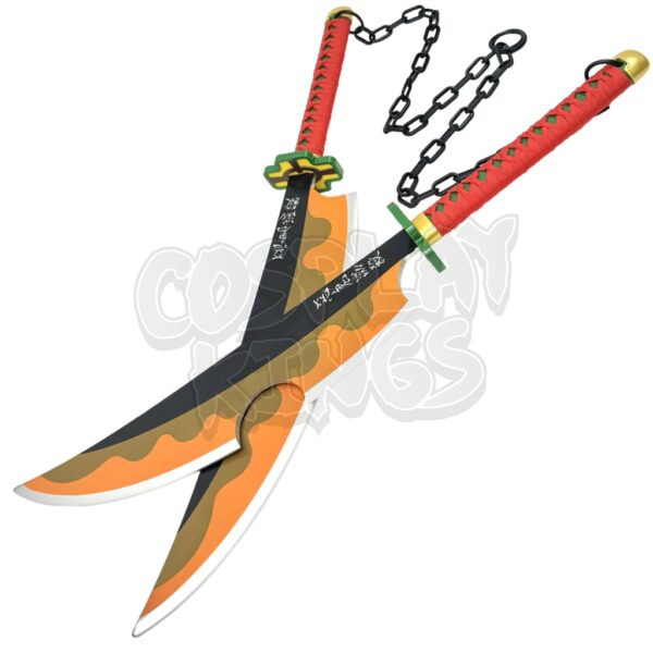 DEMON SLAYER SWORD TENGEN UZUI WOOD TWIN BLADES COSPLAY SAFE