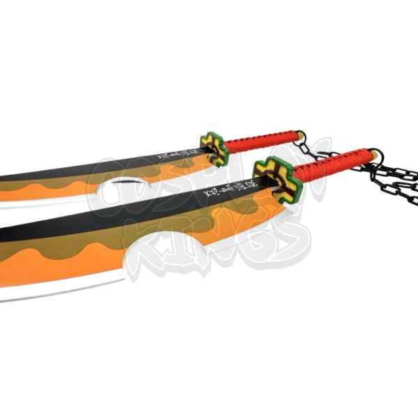 DEMON SLAYER SWORD TENGEN UZUI WOOD TWIN BLADES COSPLAY SAFE - Image 5