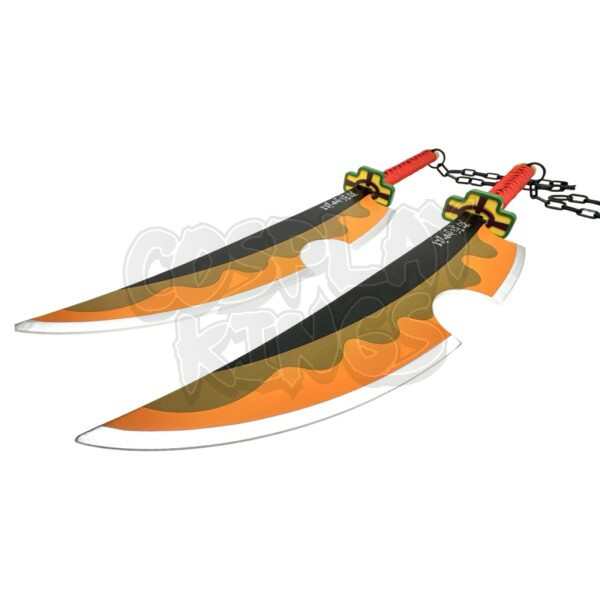 DEMON SLAYER SWORD TENGEN UZUI WOOD TWIN BLADES COSPLAY SAFE - Image 6