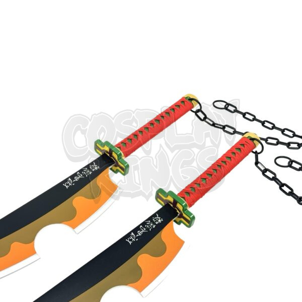 DEMON SLAYER SWORD TENGEN UZUI WOOD TWIN BLADES COSPLAY SAFE - Image 7