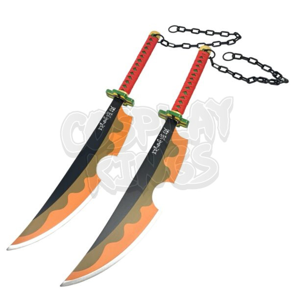 DEMON SLAYER SWORD TENGEN UZUI WOOD TWIN BLADES COSPLAY SAFE - Image 8